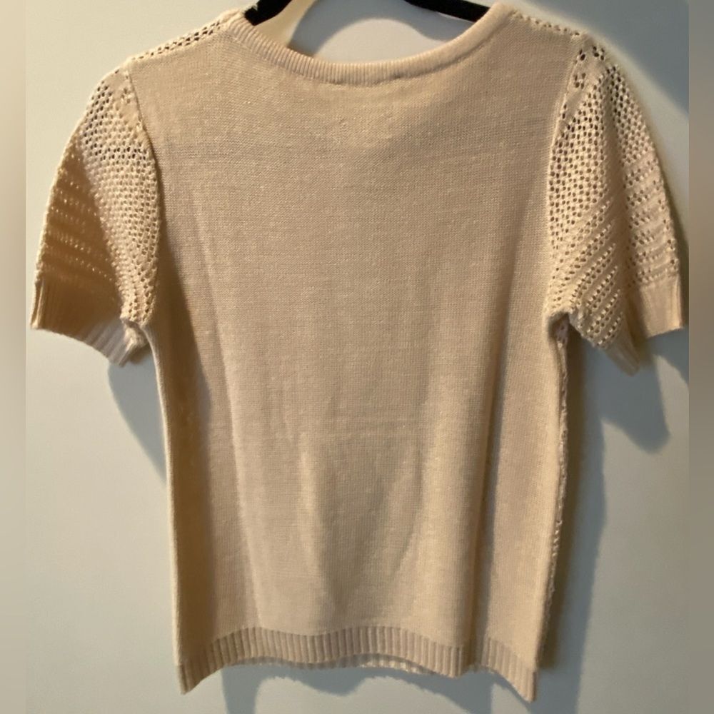 Sidney Gould It's Pure Gould Tan Knit Short Sleeve Sweater Top Women's
